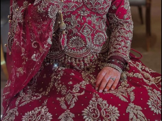 Gold zardozi on maroon silk